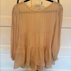 American Eagle Boho Tiered Peasant Blouse Balloon Sleeve S